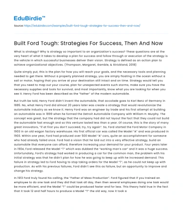 Built Ford Tough: Strategies For Success, Then And Now
