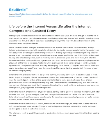 Internet’s Impact on Daily Life: A Comparison