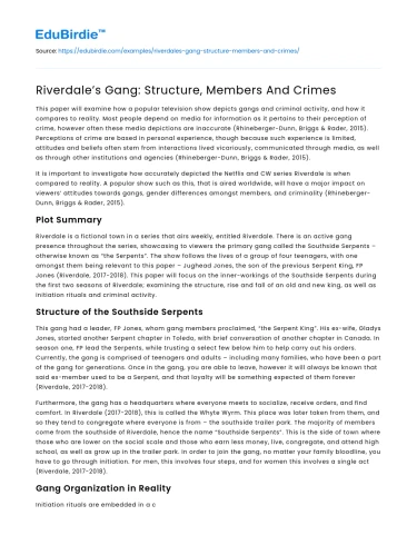 Riverdale’s Gang: Structure, Members And Crimes