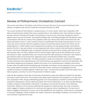 Review of Philharmonic Orchestra’s Concert