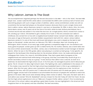 Why Lebron James Is The Goat