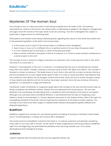 Mysteries Of The Human Soul