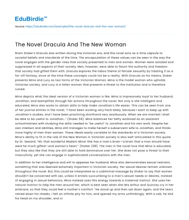 The Novel Dracula And The New Woman