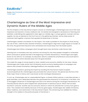 Charlemagne: Dynamic Ruler of Middle Ages