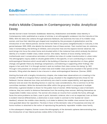 India’s Middle Classes in Contemporary India: Analytical Essay
