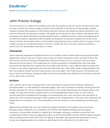 John Proctor Eulogy