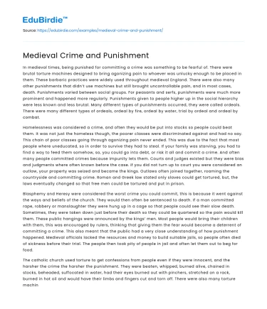 Medieval Crime and Punishment