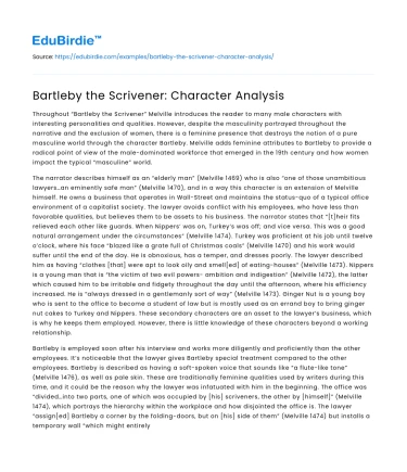 Bartleby the Scrivener: Character Analysis