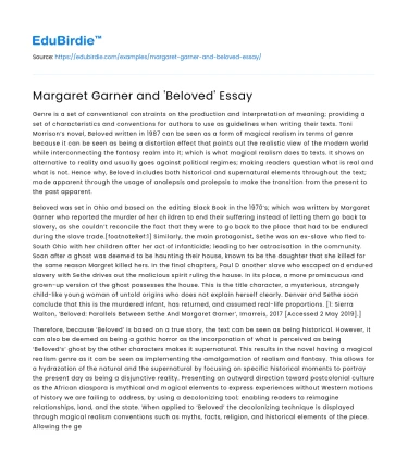 Margaret Garner and ‘Beloved’ Essay
