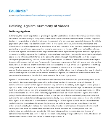 Defining Ageism: Summary of Videos