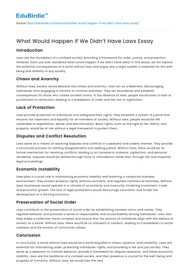 What Would Happen If We Didn’t Have Laws Essay