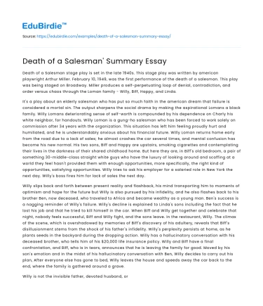 Analyzing the Demise of Willy Loman in Arthur Miller’s Classic