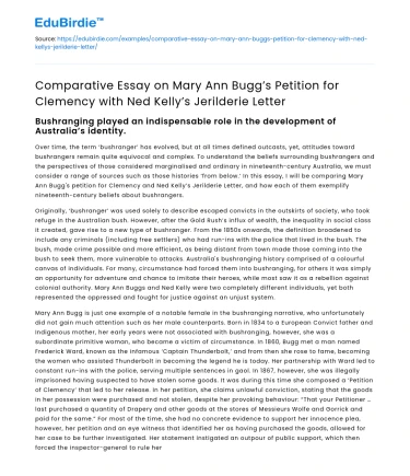 Comparison: Bugg’s Petition vs Kelly’s Jerilderie Letter
