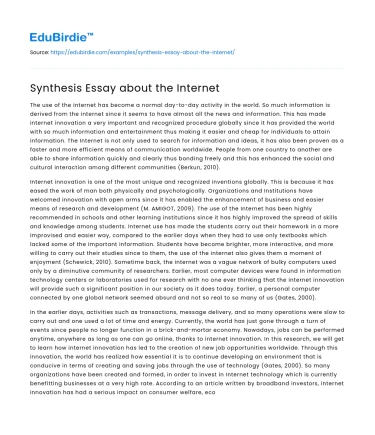 Synthesis Essay about the Internet