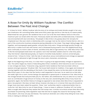 Conflict Between Past and Change in “A Rose for Emily”