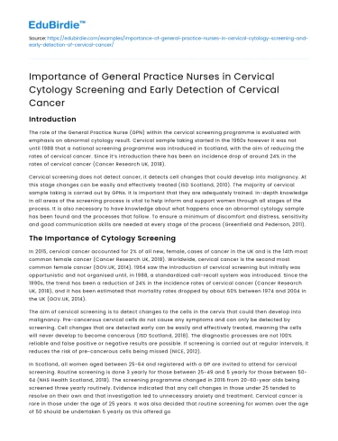 Role of General Practice Nurses in Cervical Cancer Screening