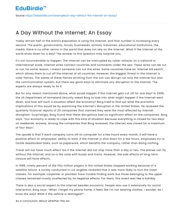A Day Without the Internet: An Essay