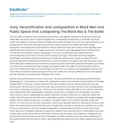 Irony and Personification in Black Men and Public Space