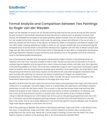 Comparison of Two Paintings by Roger van der Weyden