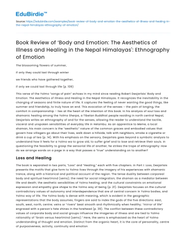 Book Review: Body and Emotion in the Nepal Himalayas