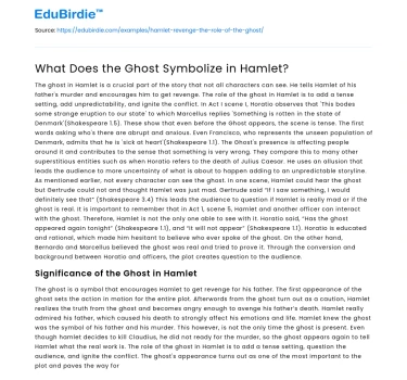 What Does the Ghost Symbolize in Hamlet?