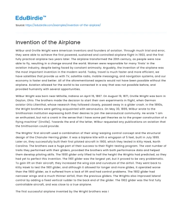 Invention of the Airplane