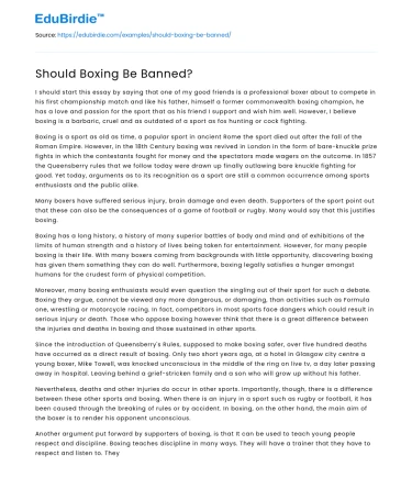 Should Boxing Be Banned?