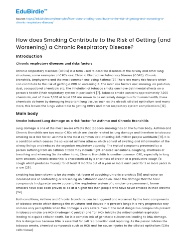 Smoking’s Impact on Chronic Respiratory Disease