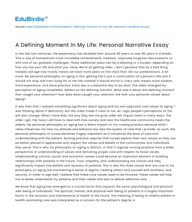 A Defining Moment in My Life: Personal Narrative Essay