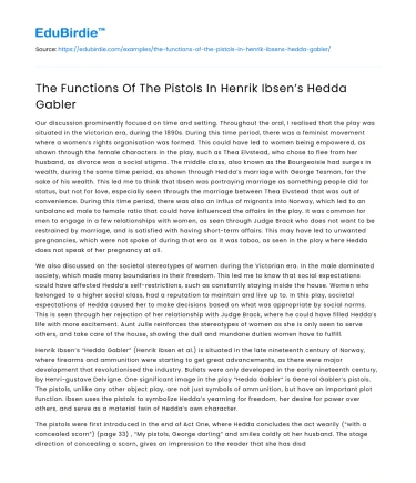 The Functions Of The Pistols In Henrik Ibsen’s Hedda Gabler