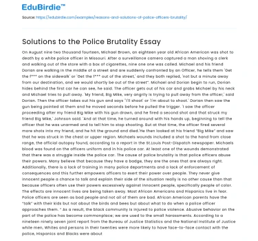 Solutions to the Police Brutality Essay