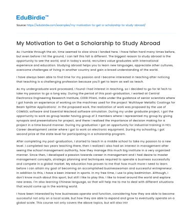 My Motivation to Get a Scholarship to Study Abroad