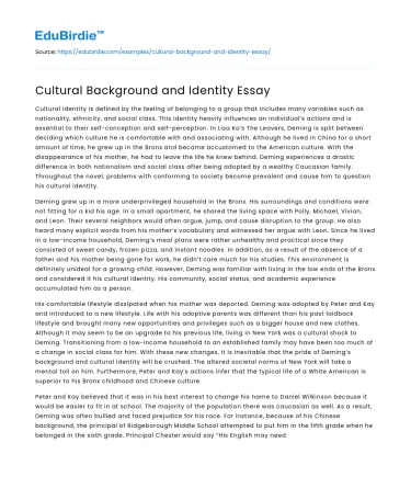 Cultural Background and Identity Essay