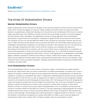 The Drivers of Globalization