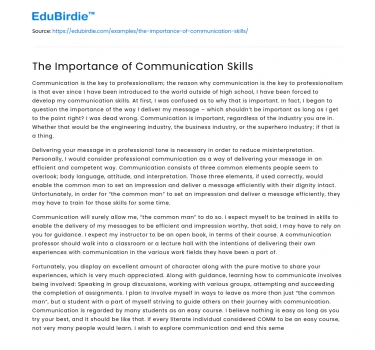 The Importance of Communication Skills