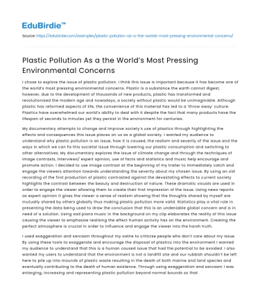 Plastic Pollution: A Critical Environmental Challenge