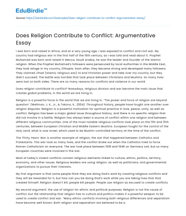 Does Religion Contribute to Conflict: Argumentative Essay