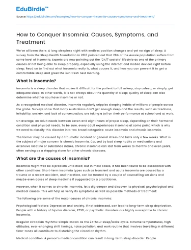 How to Conquer Insomnia: Causes, Symptoms, and Treatment