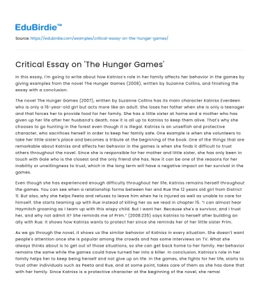 Critical Essay on ‘The Hunger Games’