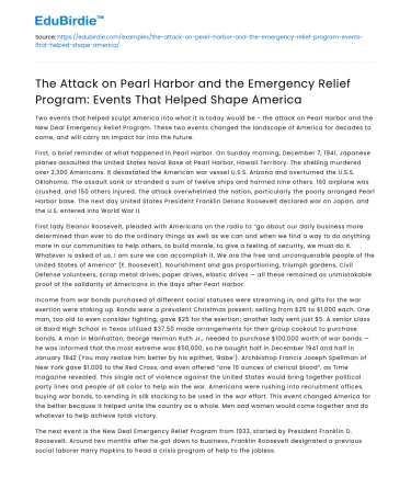 Pearl Harbor Attack & Emergency Relief: Shaping America