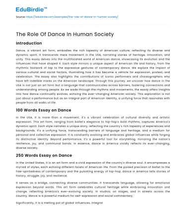 The Role Of Dance In Human Society