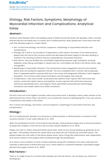 Myocardial Infarction: Etiology, Risk Factors, Symptoms, Complications