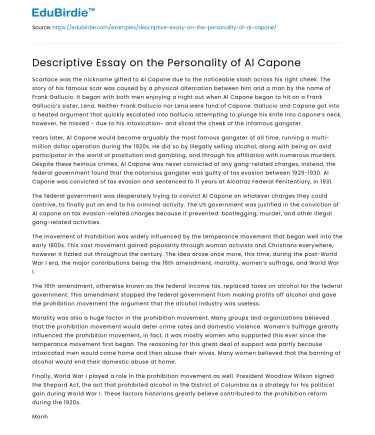 Descriptive Essay on the Personality of Al Capone
