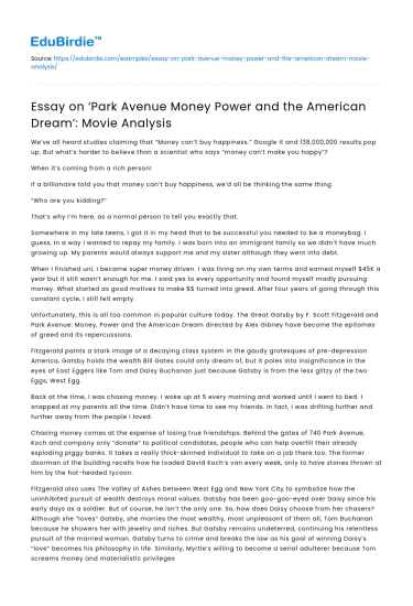 Movie Analysis: ‘Park Avenue Money Power and the American Dream’