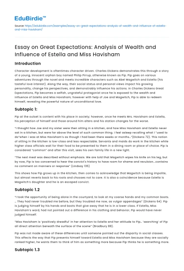 Analysis of Wealth and Influence in Great Expectations: Key Characters