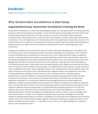 Government Surveillance: Threat to Privacy and Liberty