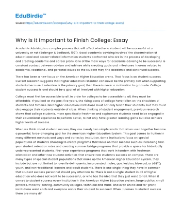 Why Is It Important to Finish College: Essay