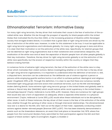 Ethnonationalist Terrorism: Informative Essay