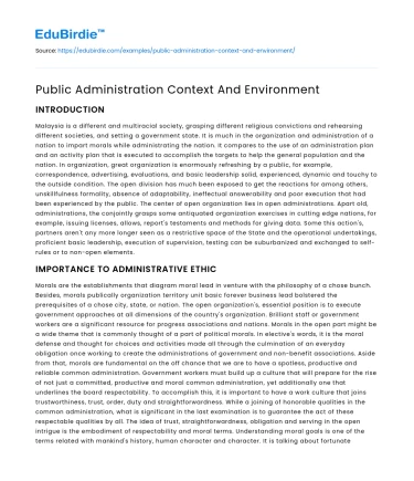Public Administration Context And Environment