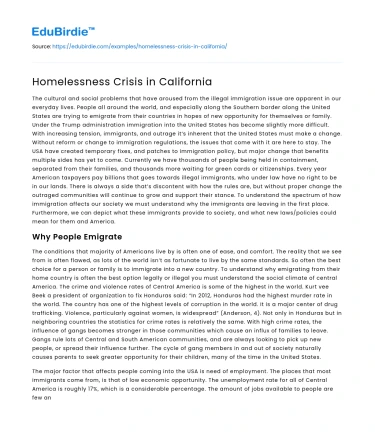 Homelessness Crisis in California